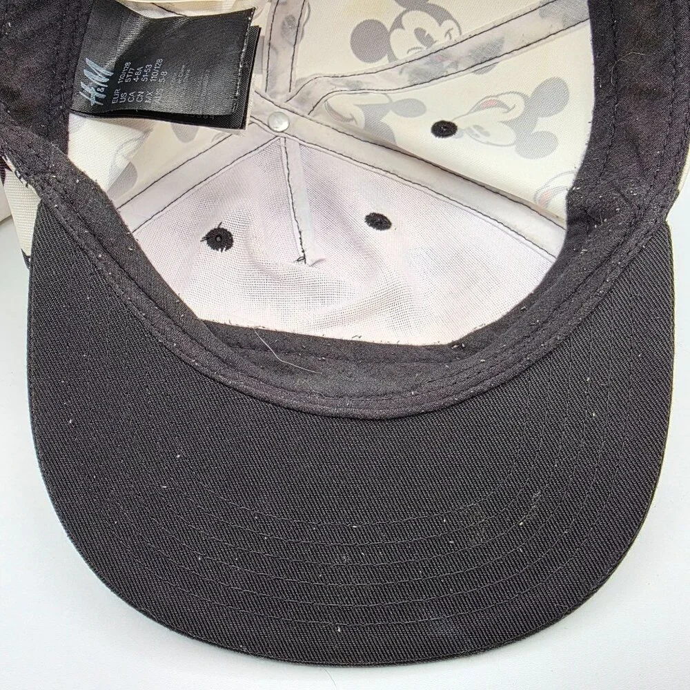 H&M x Disney Kids Adjustable Mickey Mouse Print Snapback Hat Black White Youth